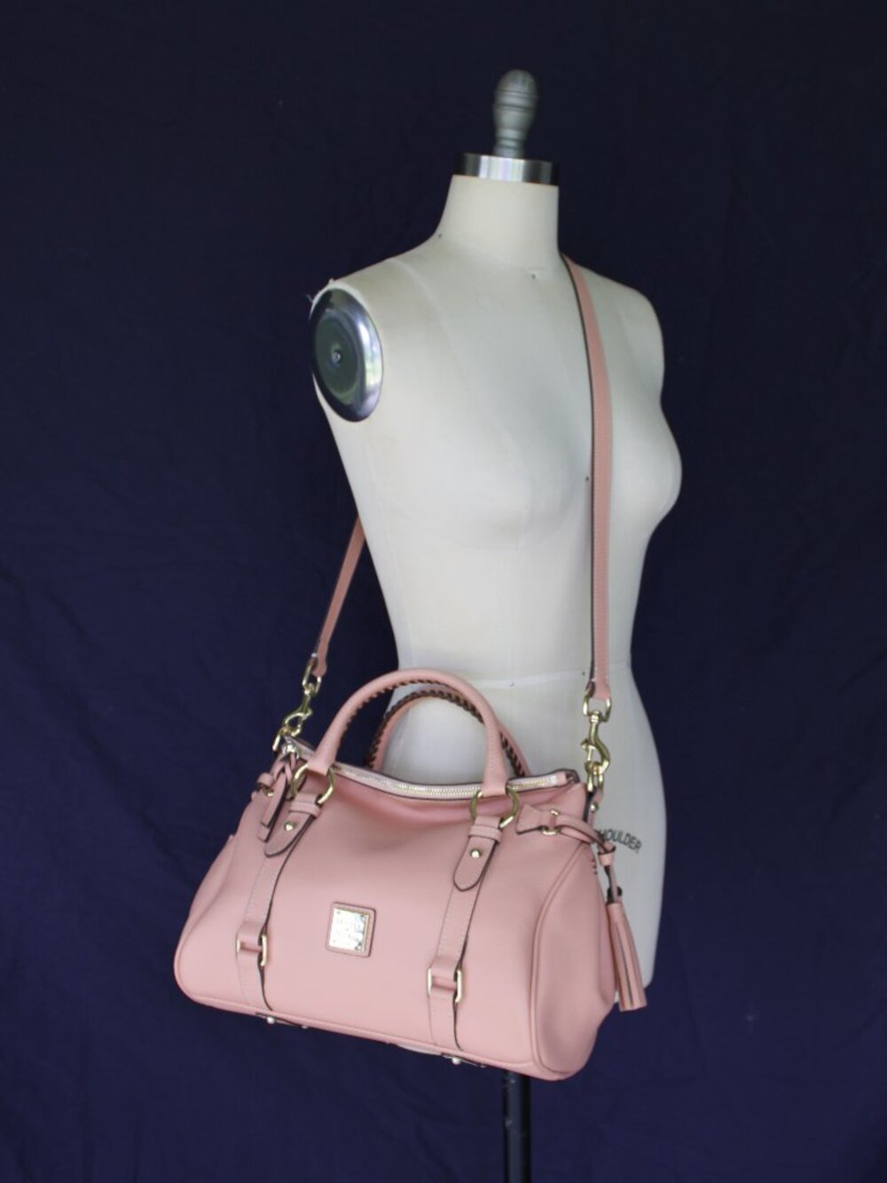 Dooney & Bourke pebbled satchel pink leather Florentine cross body tassel purse - Picture 9 of 11